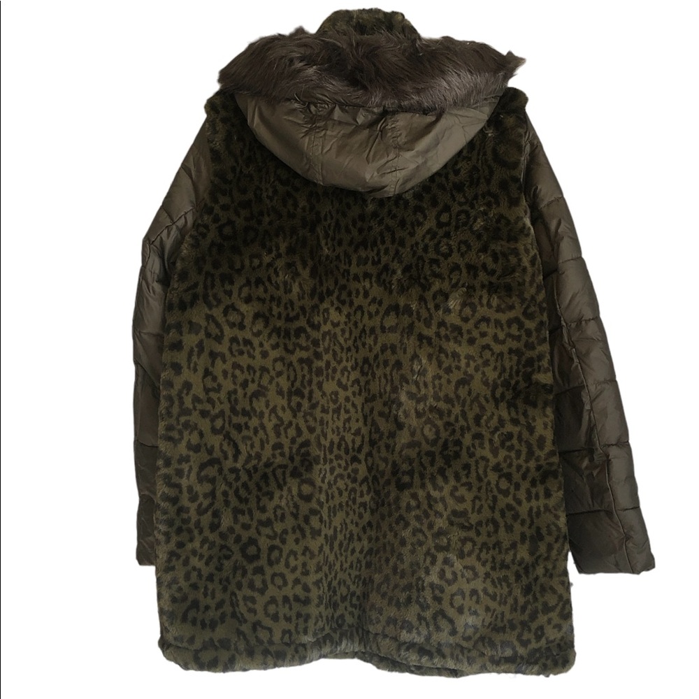 Via Spiga Womens Green Winter Faux Fur Hooded Coat Outerwear M - Picture 5 of 14